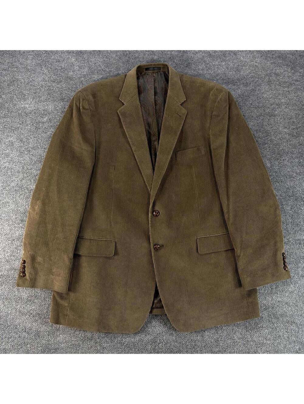 Ralph‎ Lauren Men's Brown Corduroy Blazer Jacket 48L 100% Cotton Business Causal
